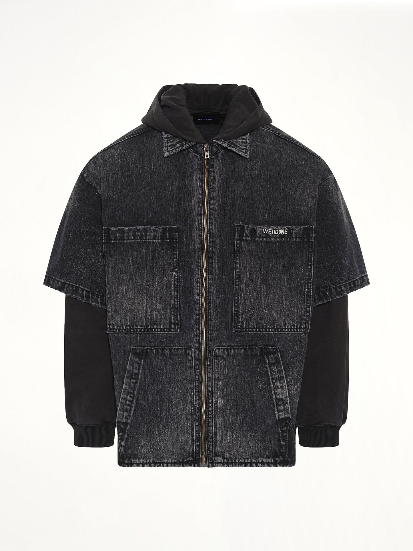 WE11DONE Faded Layered Hoodie Jacket (Black)