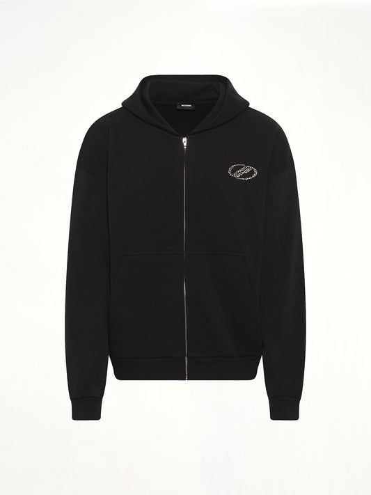 WE11DONE Rhinestone Zip-Up Balloon Hoodie (Black)