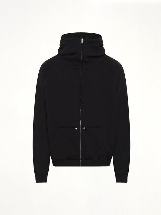 WE11DONE Snap-Detail Jersey Zip-Up Hoodie (Black)
