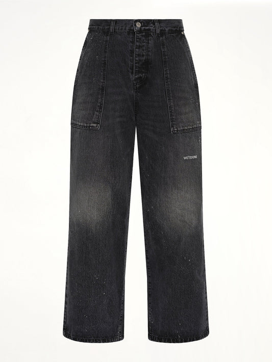 WE11DONE Distressed Cargo Jeans (Black)