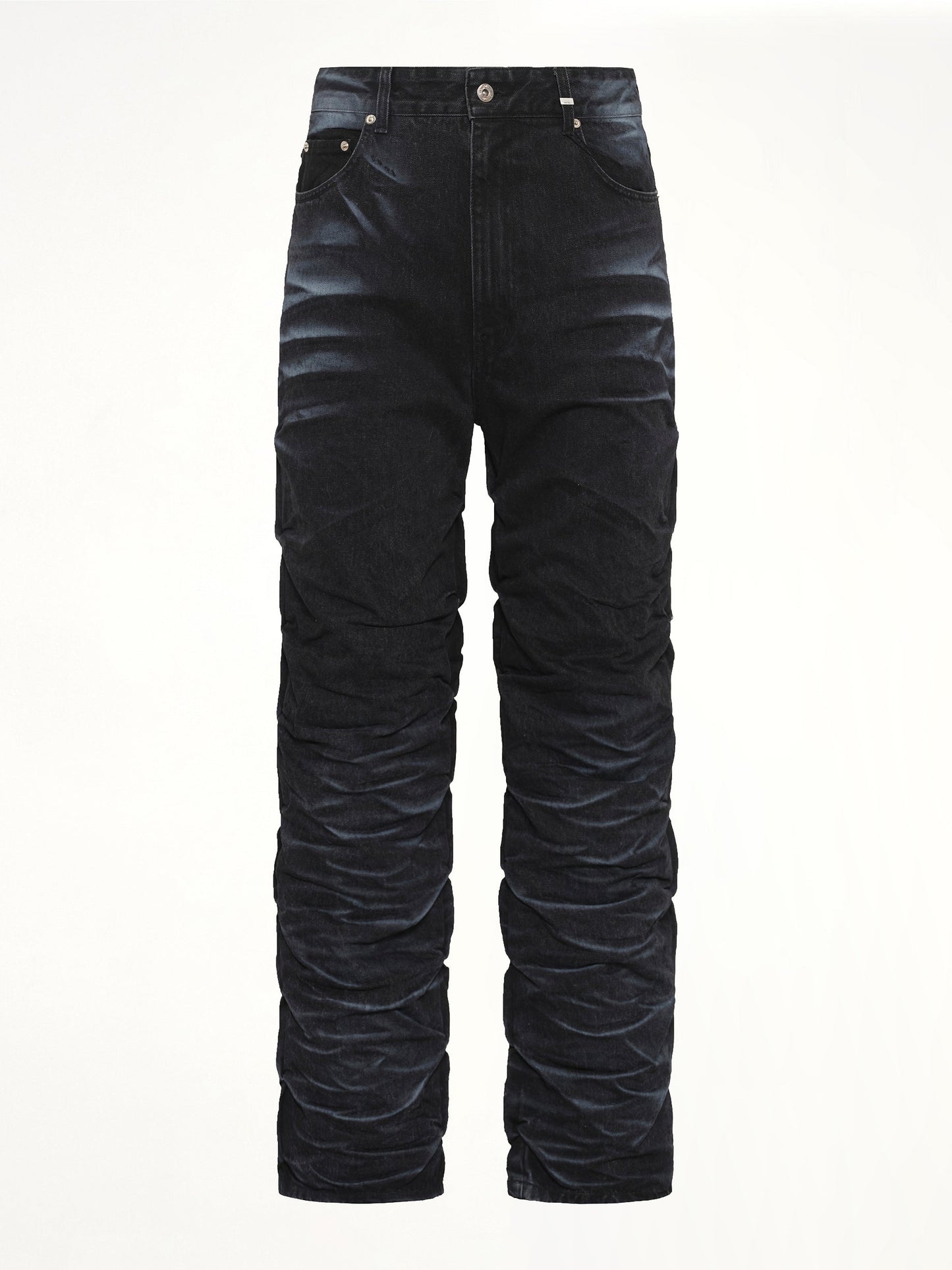 WE11DONE Textured Fold Denim Jeans (Black)