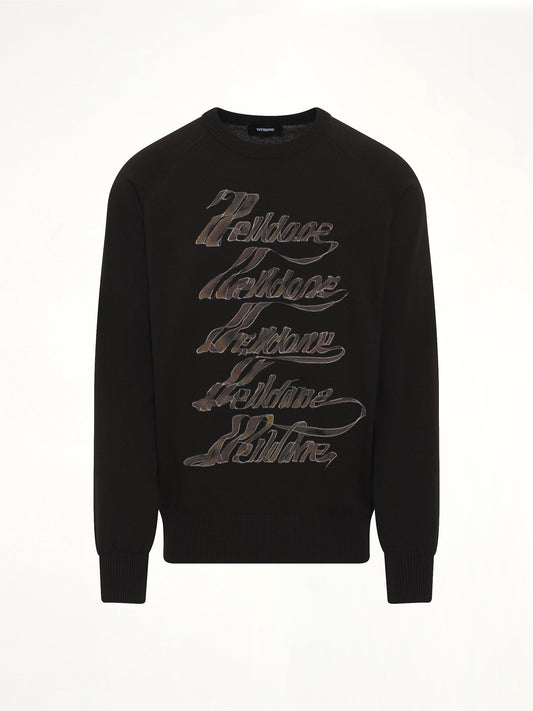 WE11DONE Multi Logo Print Sweater (Black)
