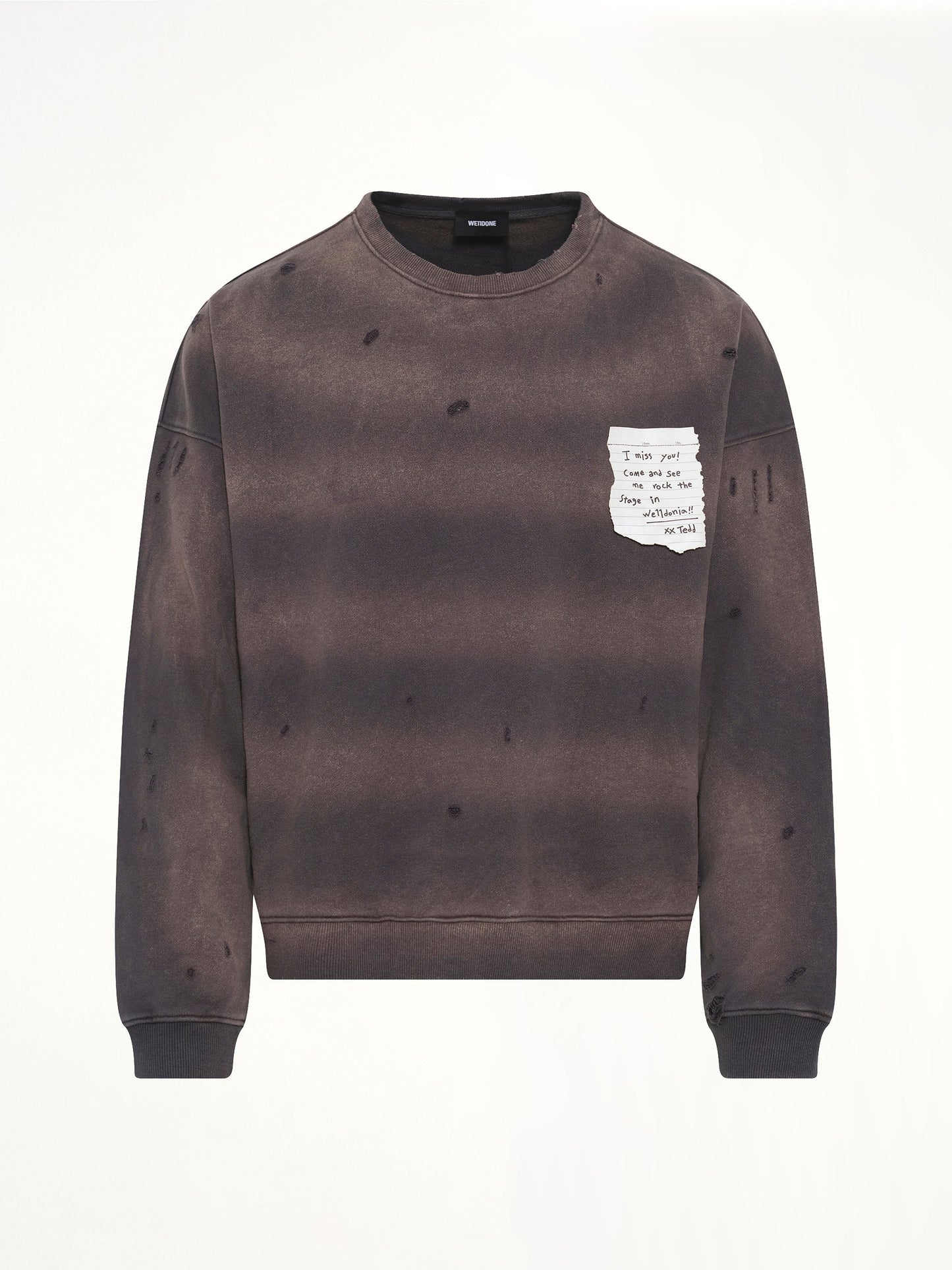 WE11DONE Paper Note Grunge Sweatshirt (Grey)