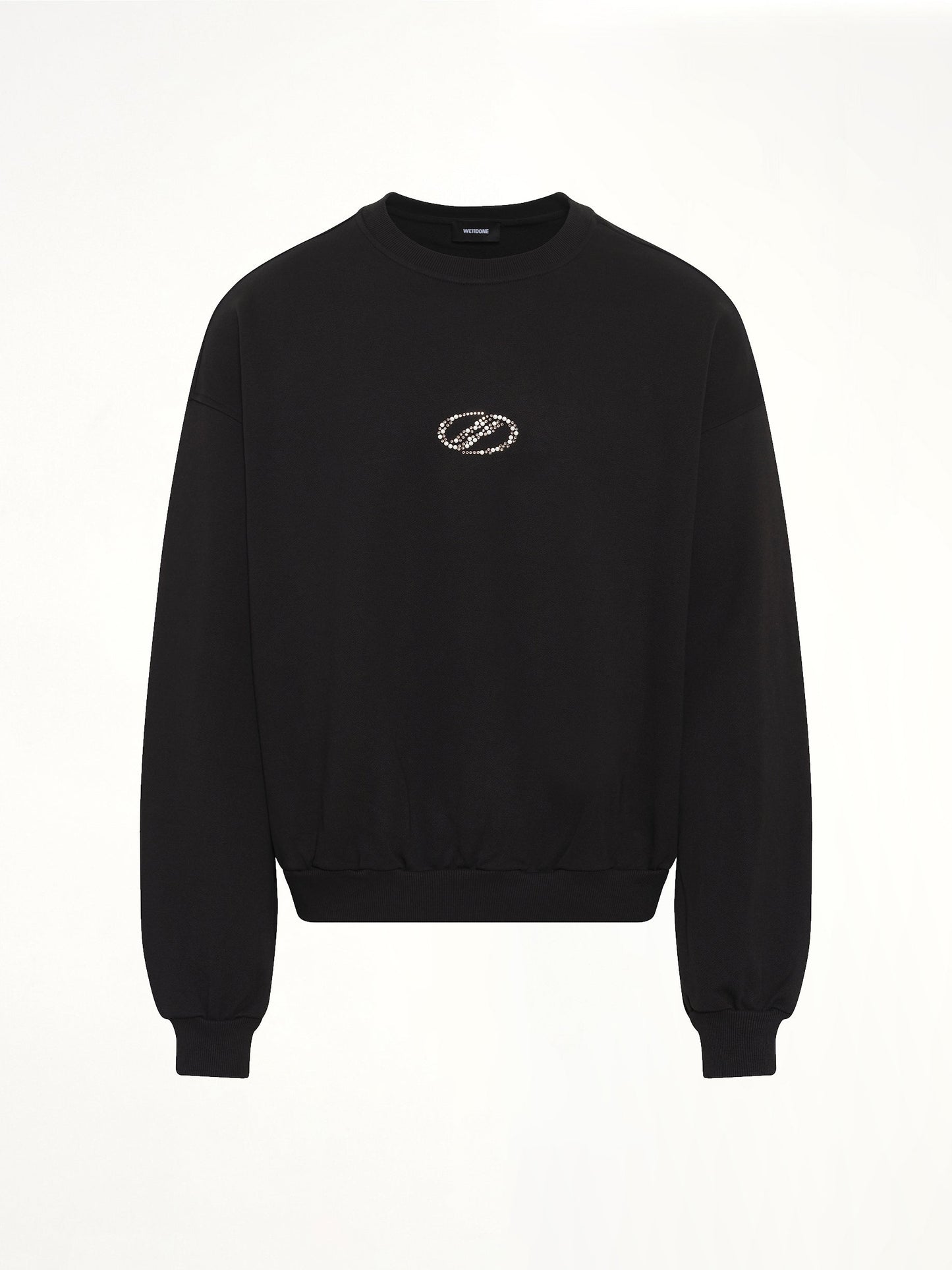WE11DONE Rhinestone Balloon-Fit Sweatshirt (Black)