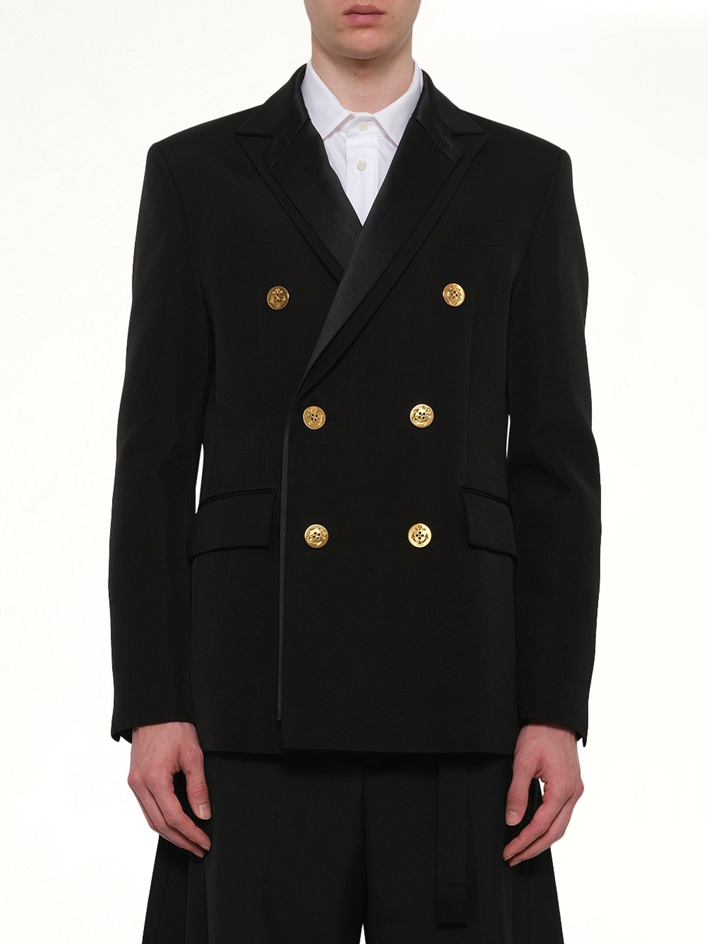 Image of Coats & Jackets. Product name - Double-Faced Silk Cotton Jacket in Black colour by brand - SACAI