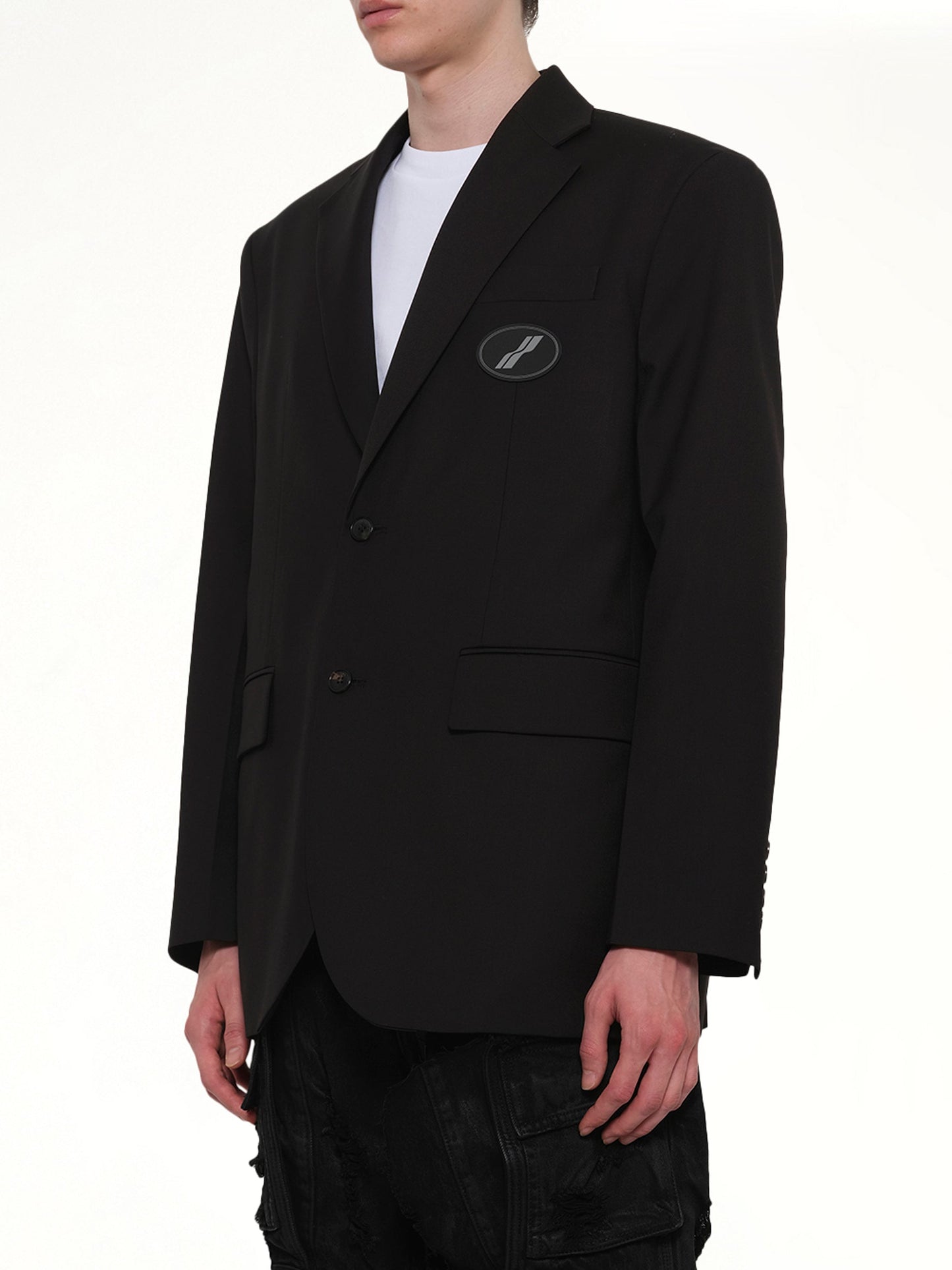 WE11DONE Oversized Suit Logo Blazer (Black)