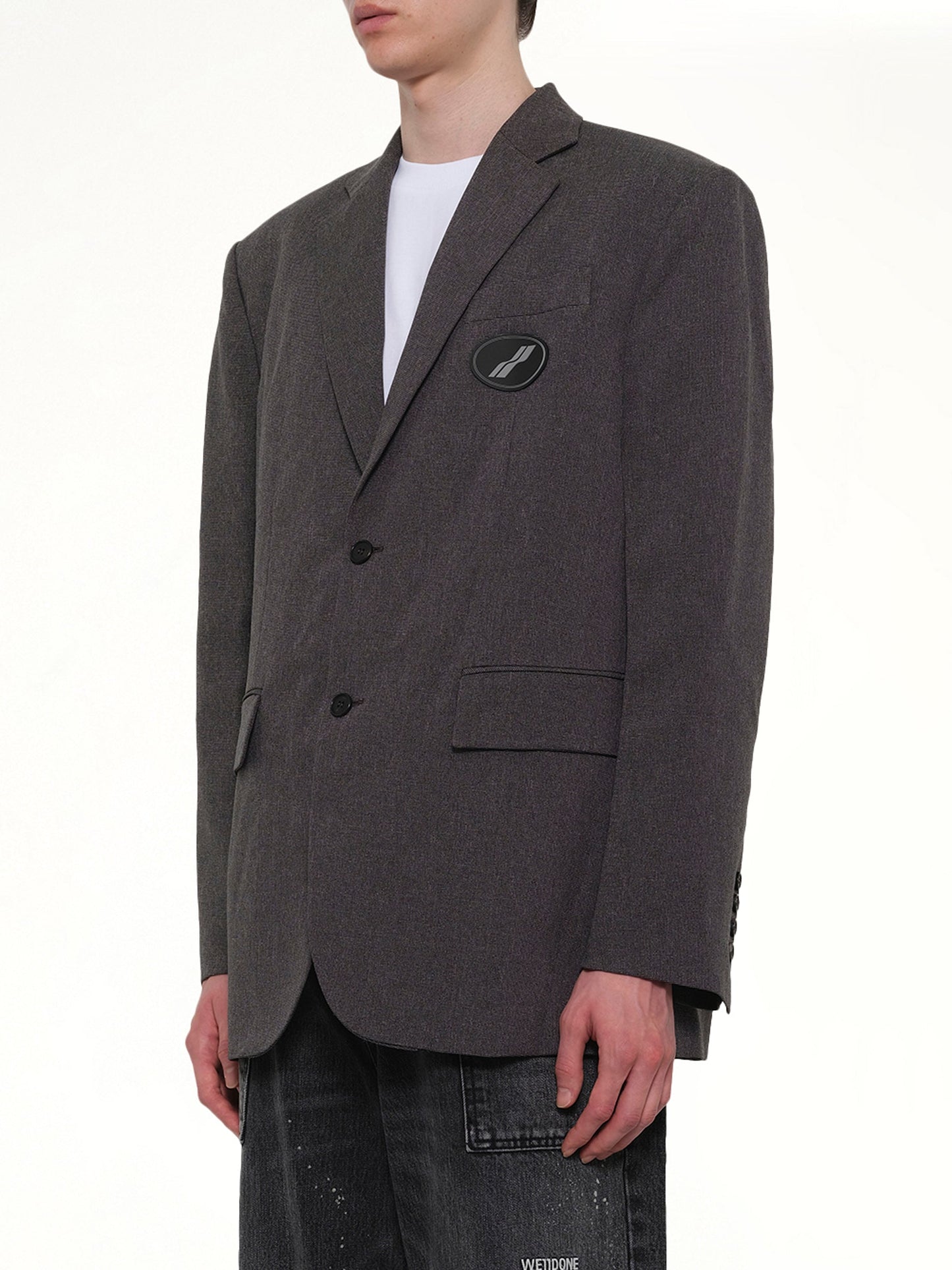 WE11DONE Oversized Suit Logo Blazer (Grey)