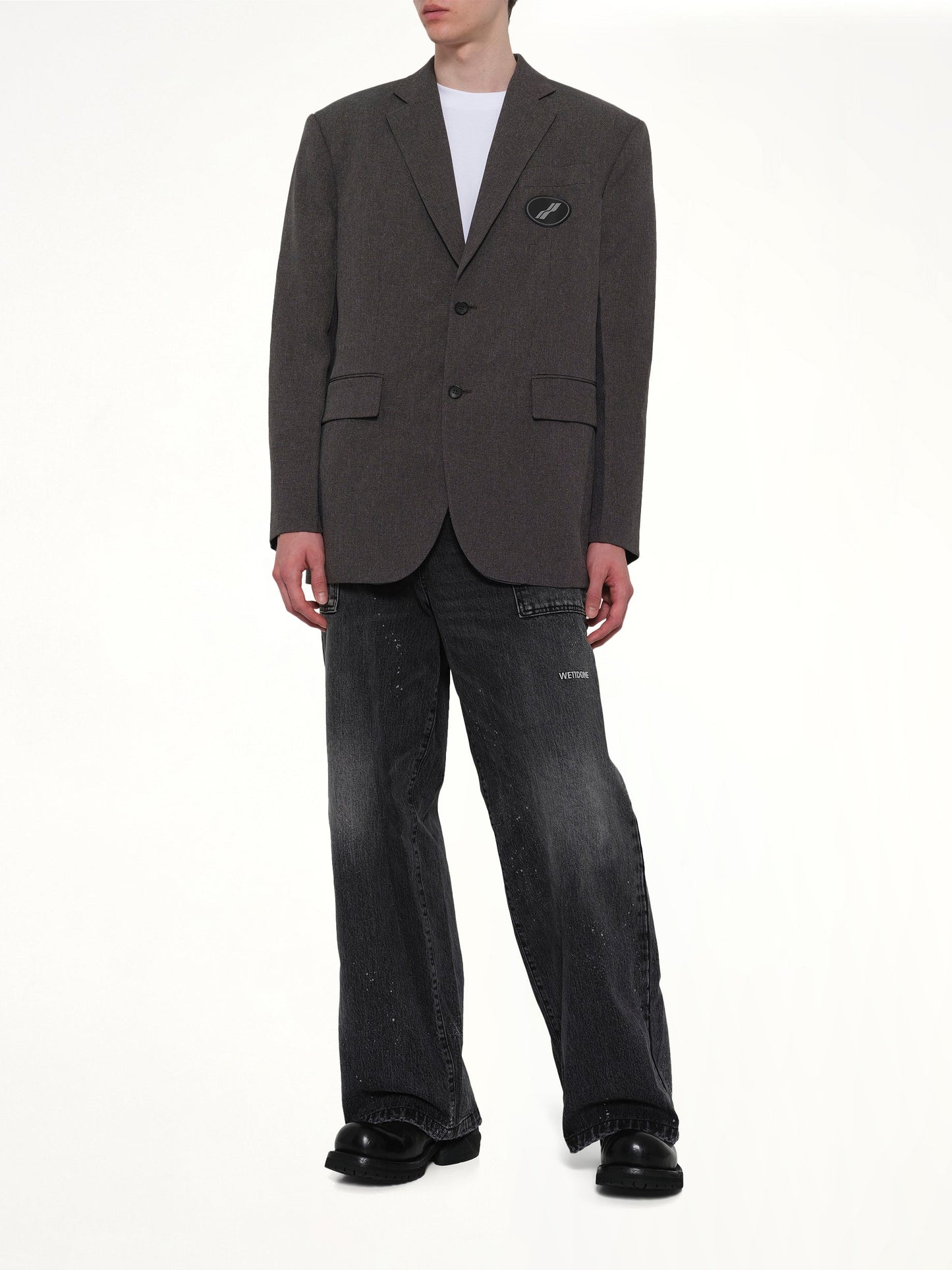 WE11DONE Oversized Suit Logo Blazer (Grey)