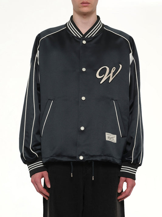 Image of Coats & Jackets. Product name - Varsity Jacket in Green colour by brand - WOOYOUNGMI