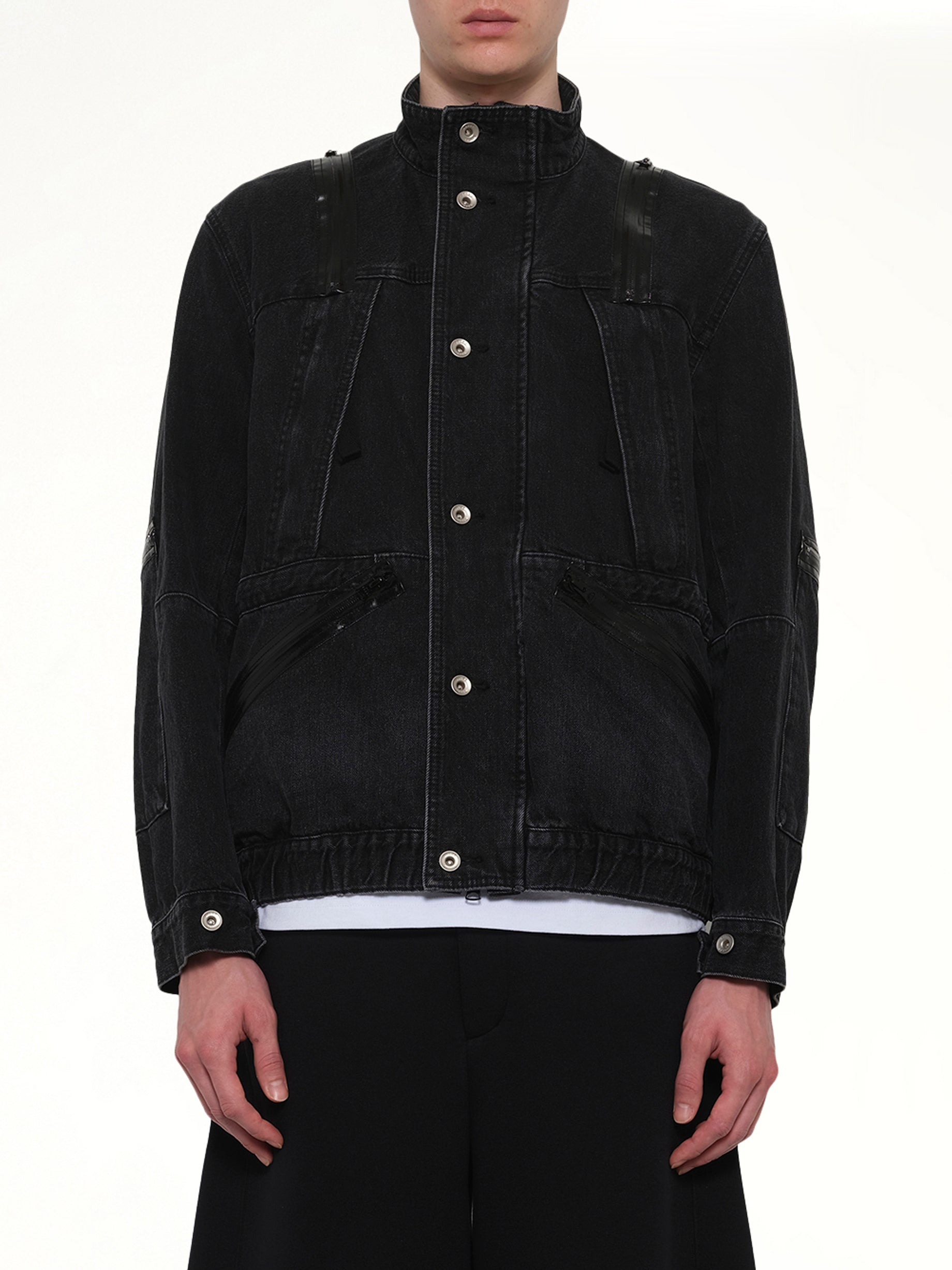 Image of Coats & Jackets. Product name - Denim Blouson in Black colour by brand - SACAI
