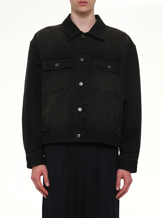 Image of Coats & Jackets. Product name - Stone Washed Denim Jacket in Black colour by brand - WOOYOUNGMI