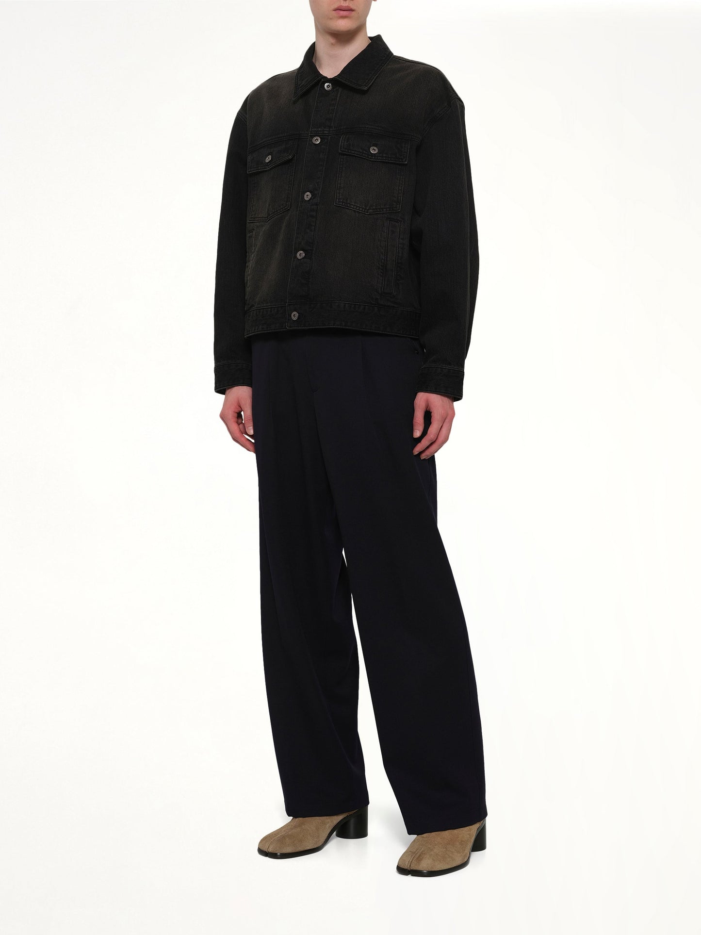 WOOYOUNGMI Stone Washed Denim Jacket (Black)