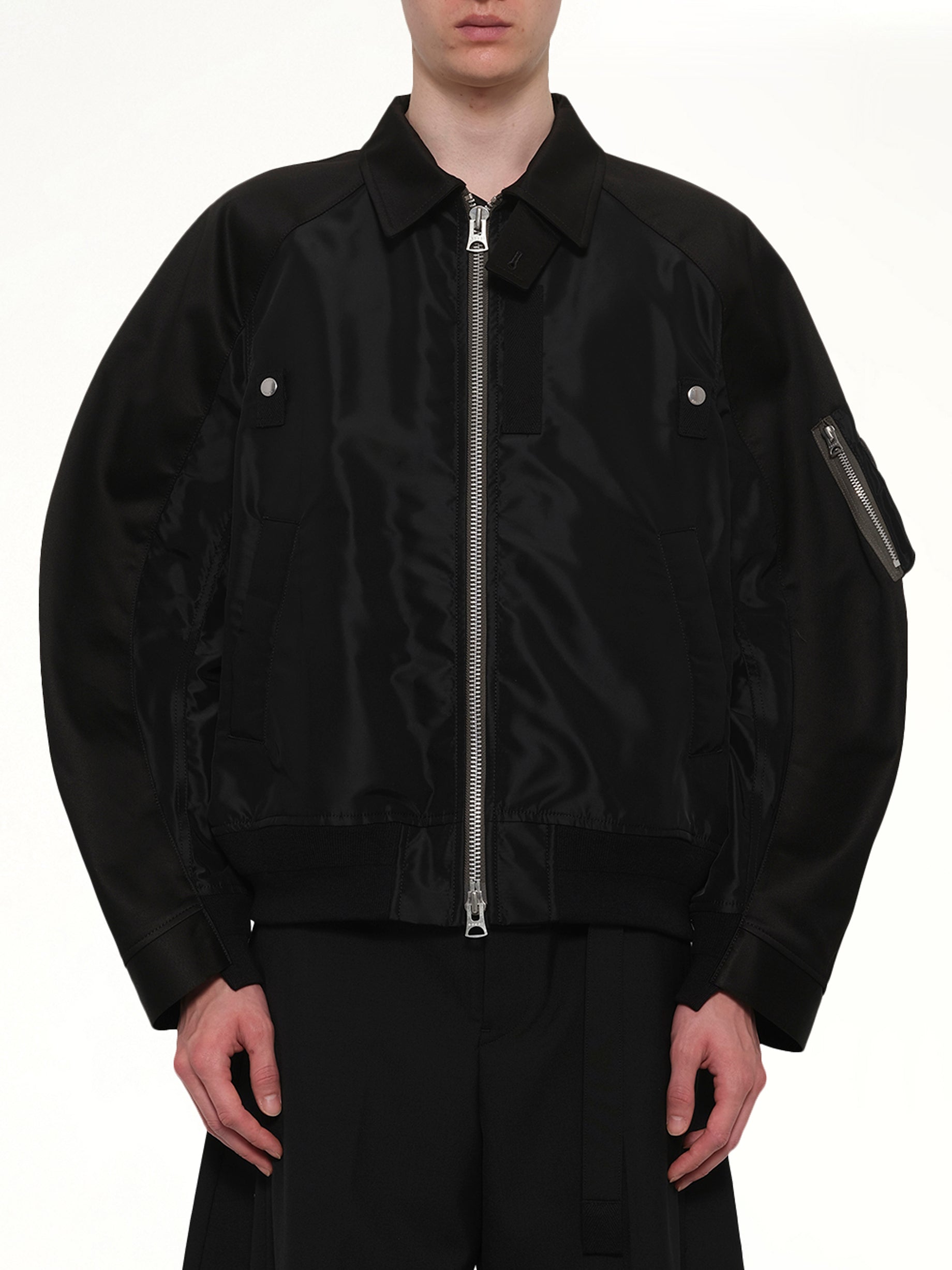 Image of Coats & Jackets. Product name - Cotton Chino x Nylon Twill Blouson in Black colour by brand - SACAI