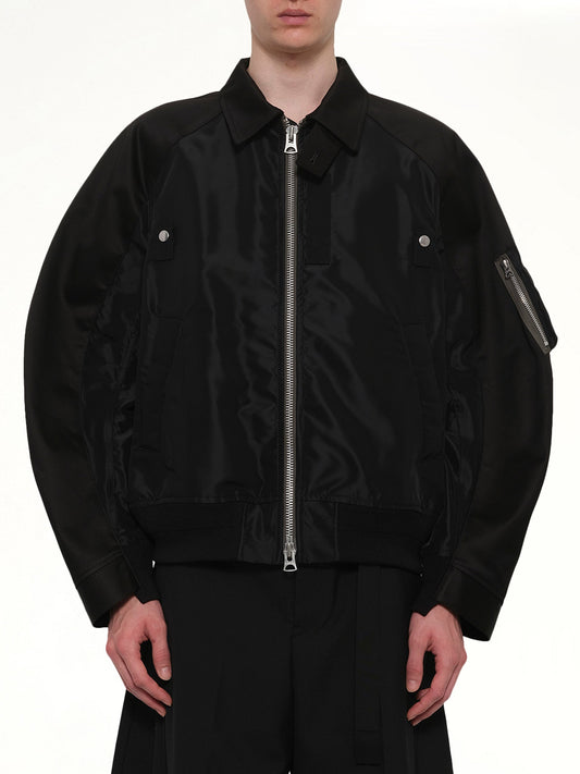 Image of Coats & Jackets. Product name - Cotton Chino x Nylon Twill Blouson in Black colour by brand - SACAI