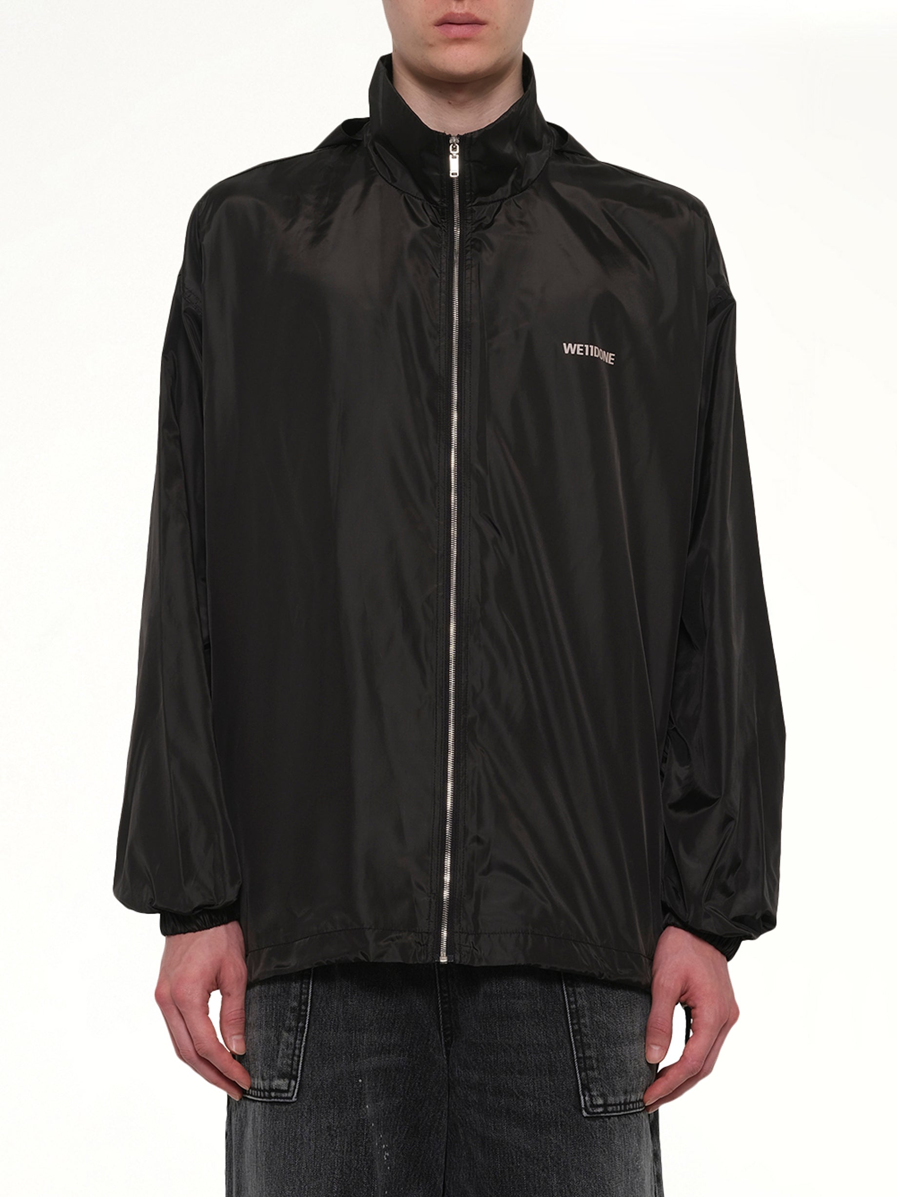 Image of Coats & Jackets. Product name - Logo Windbreaker Jacket in Black colour by brand - WE11DONE