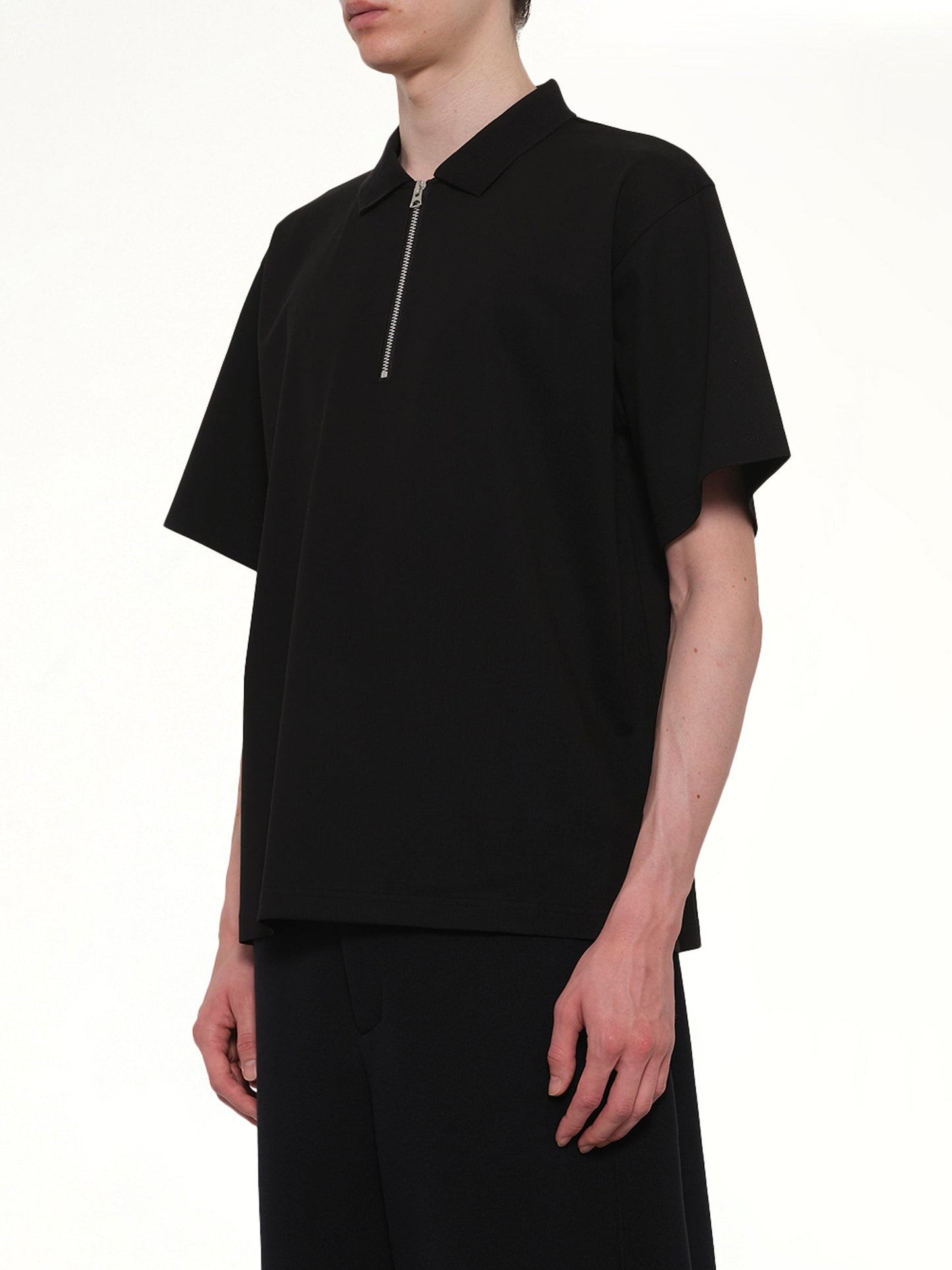 SACAI Cotton Jersey Polo (Black)