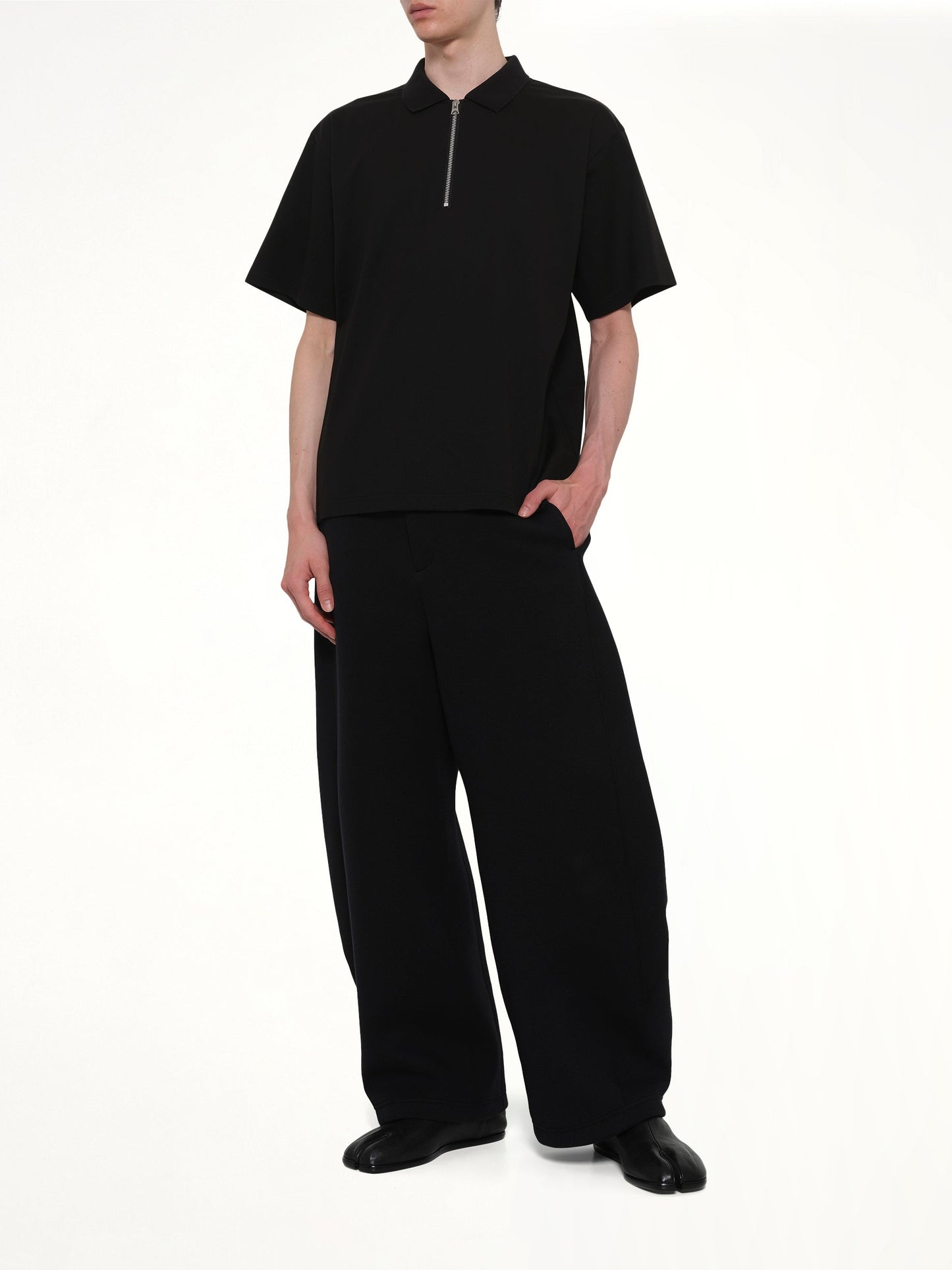 SACAI Cotton Jersey Polo (Black)