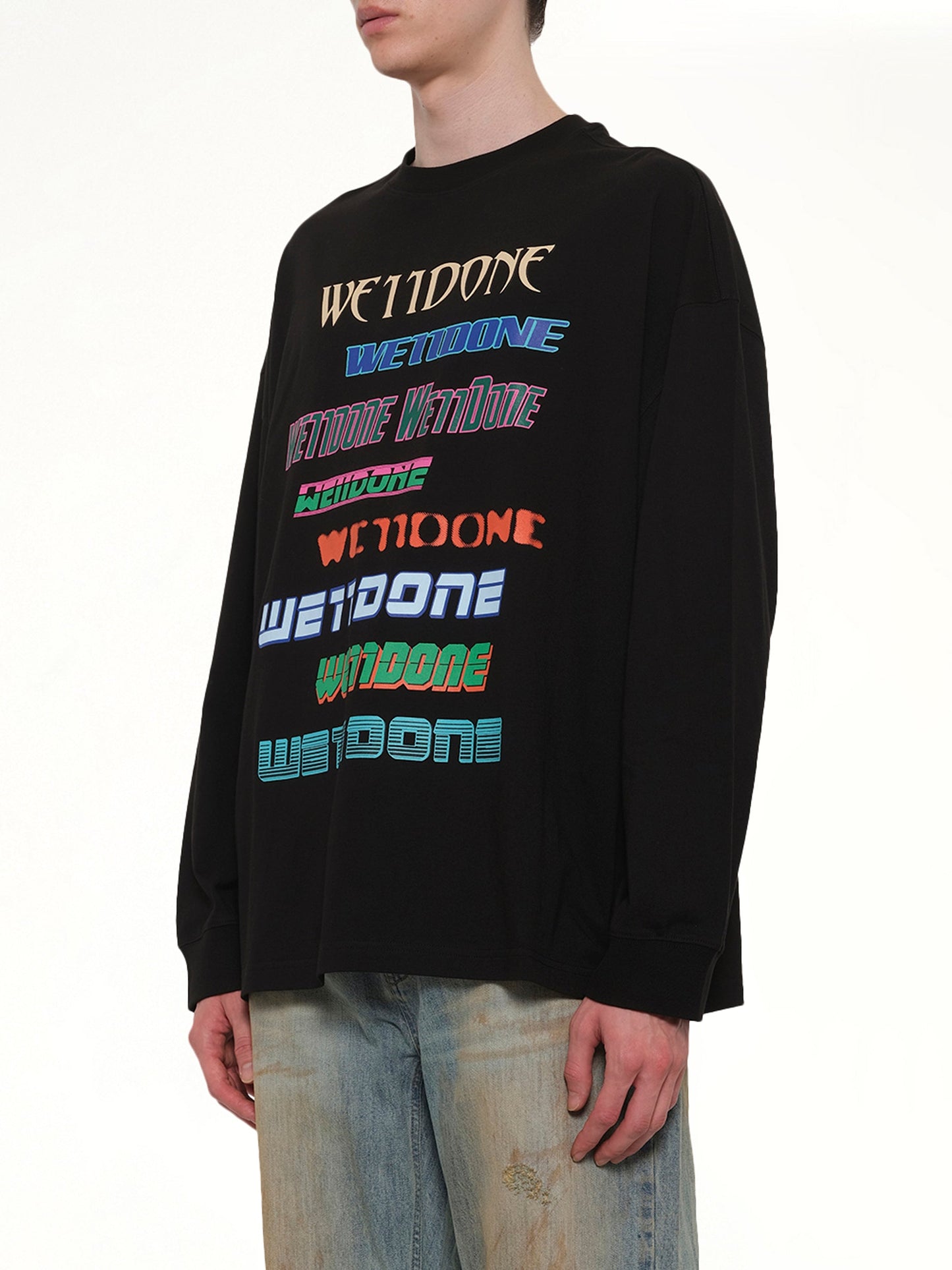 WE11DONE Multi Logo Long Sleeve T-Shirt (Black)
