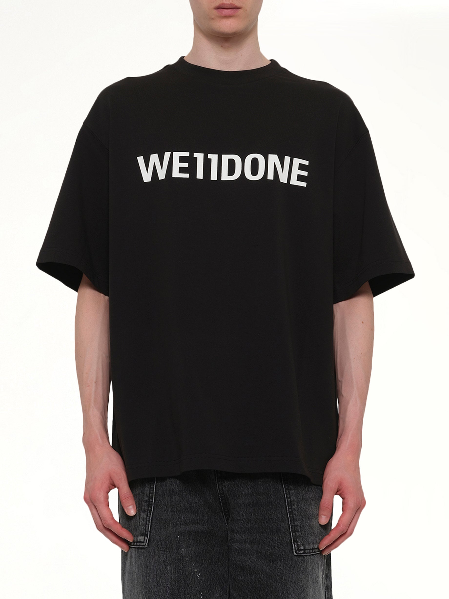 Image of T-Shirts. Product name - Basic Logo Large T-Shirt in Black colour by brand - WE11DONE