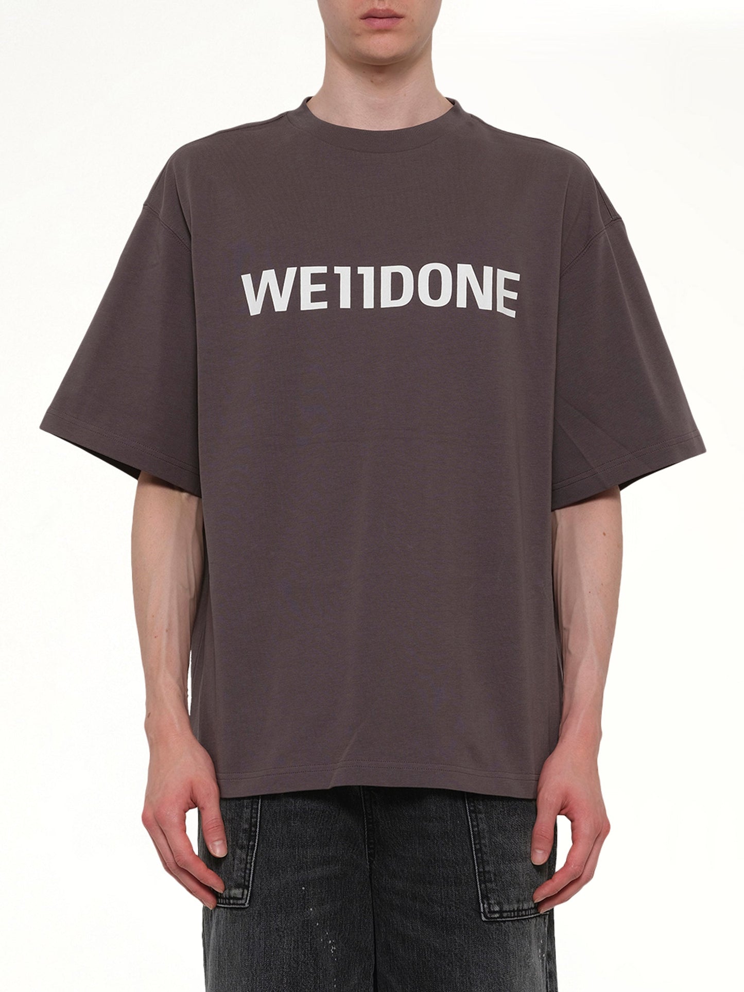 Image of T-Shirts. Product name - Basic Logo Large T-Shirt in Charcoal colour by brand - WE11DONE