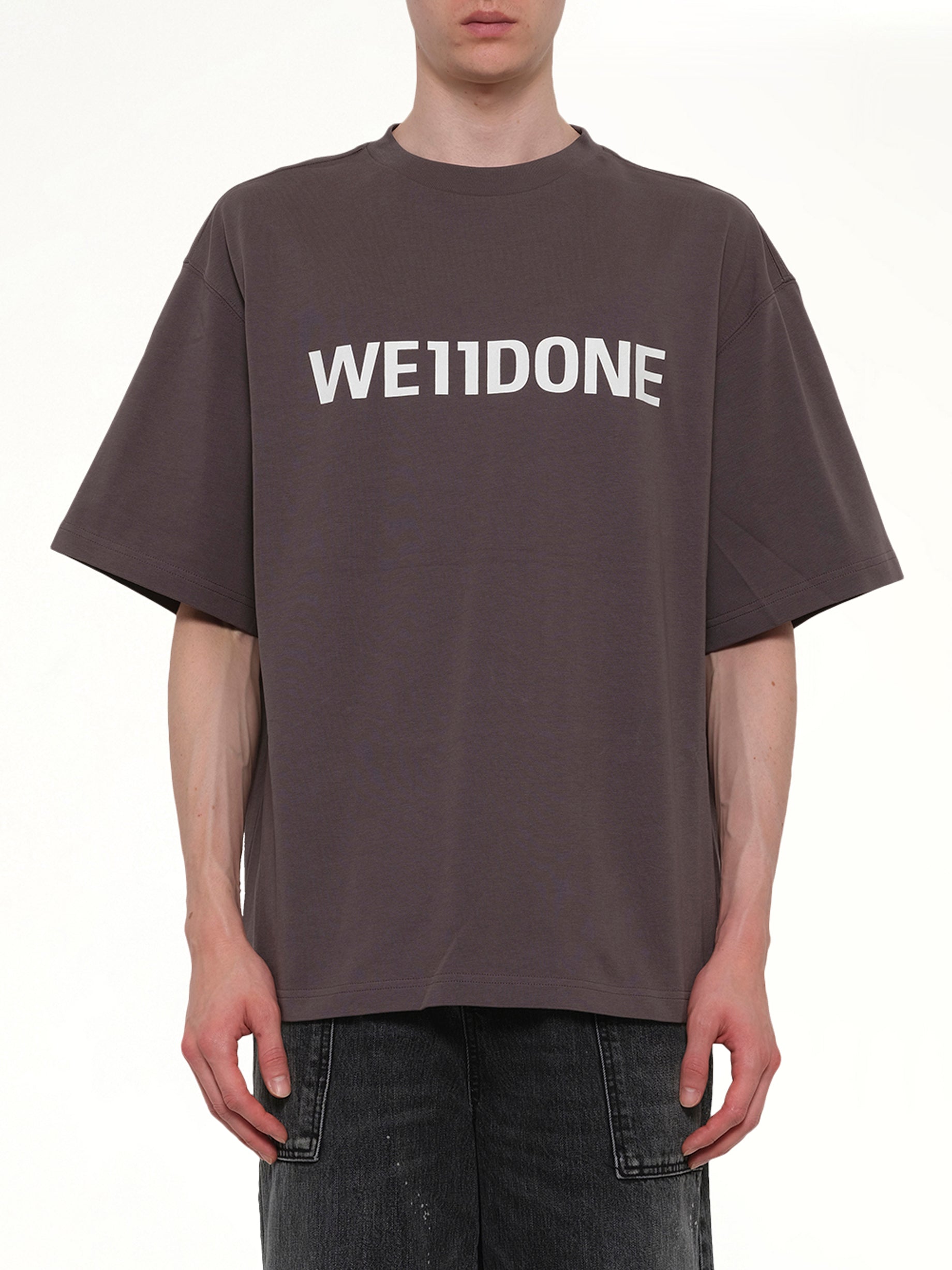 Image of T-Shirts. Product name - Basic Logo Large T-Shirt in Charcoal colour by brand - WE11DONE