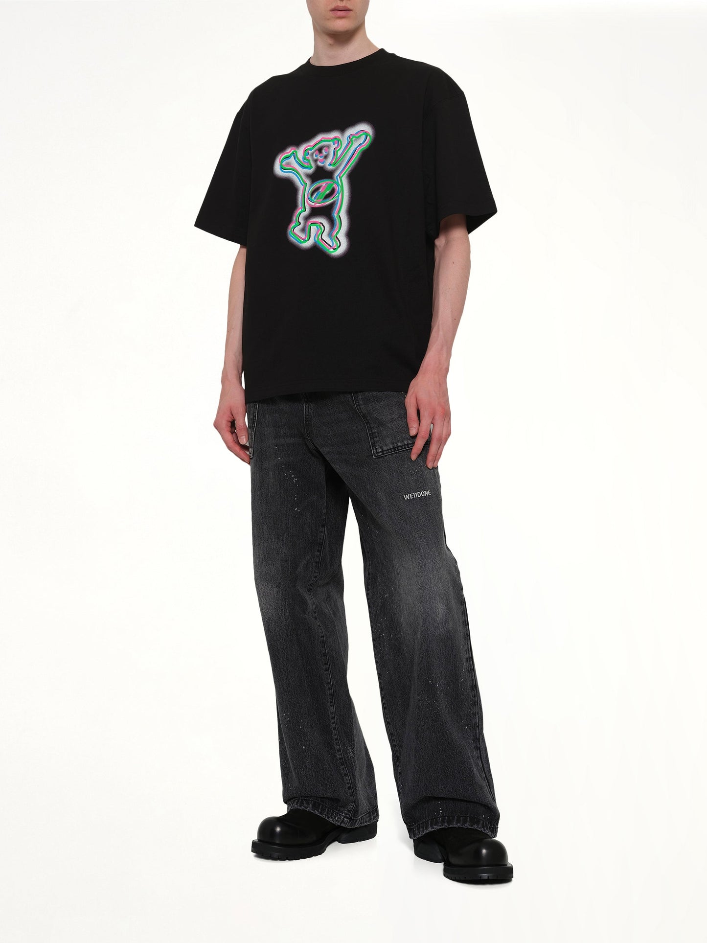 WE11DONE Colourful Teddy Print T-Shirt (Black)