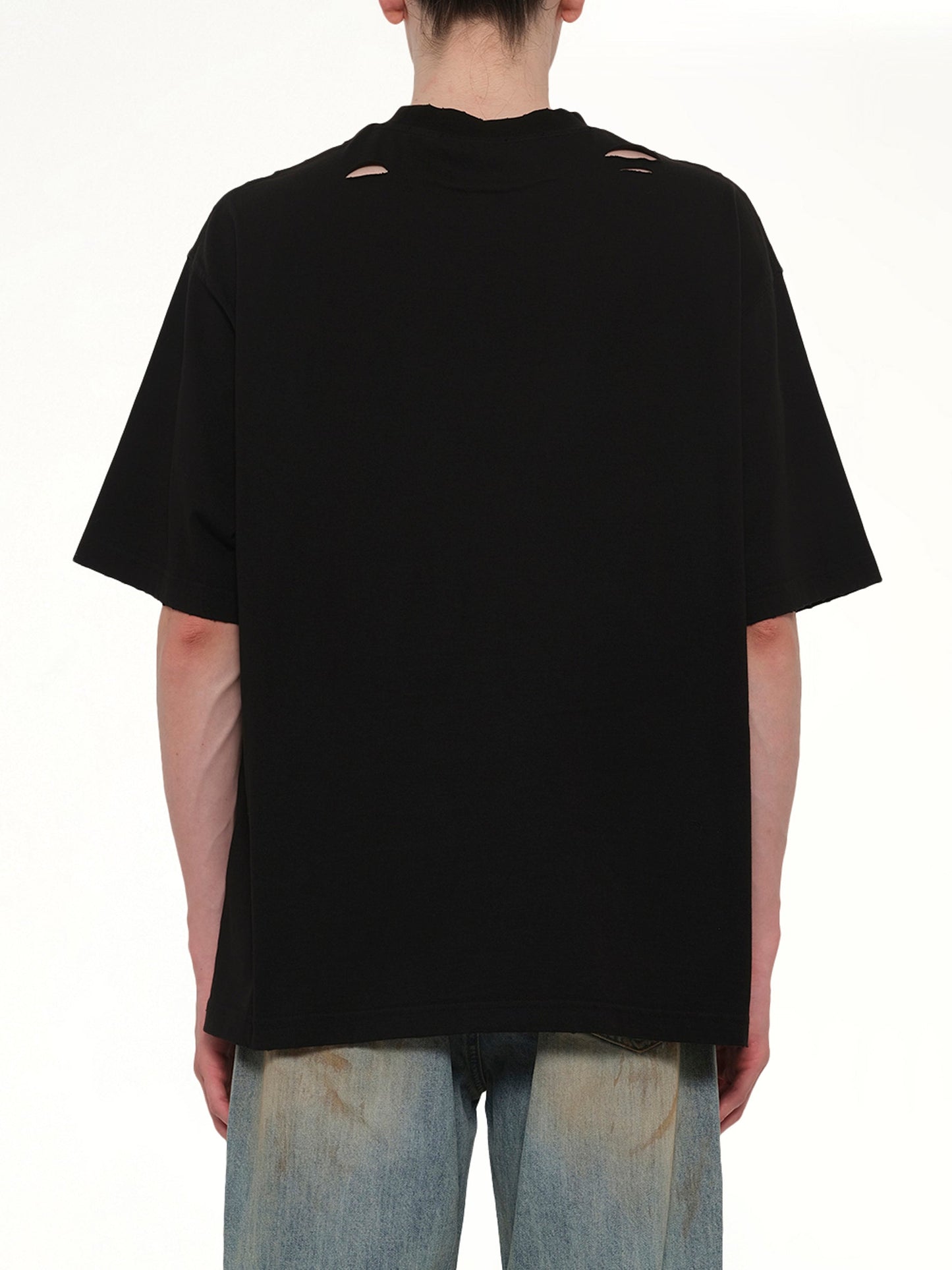 WE11DONE Destroyed Reverse Logo T-Shirt (Black)