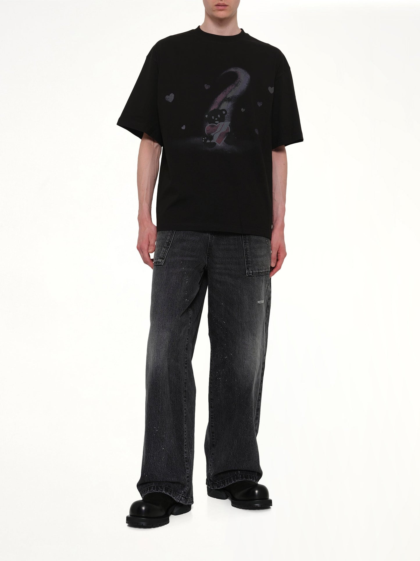 WE11DONE Teddy Bear Print T-Shirt (Black)