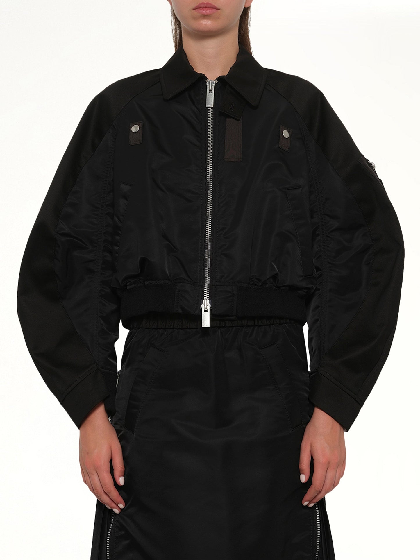 Image of Coats & Jackets. Product name - Cotton Chino x Nylon Twill Blouson in Black colour by brand - SACAI