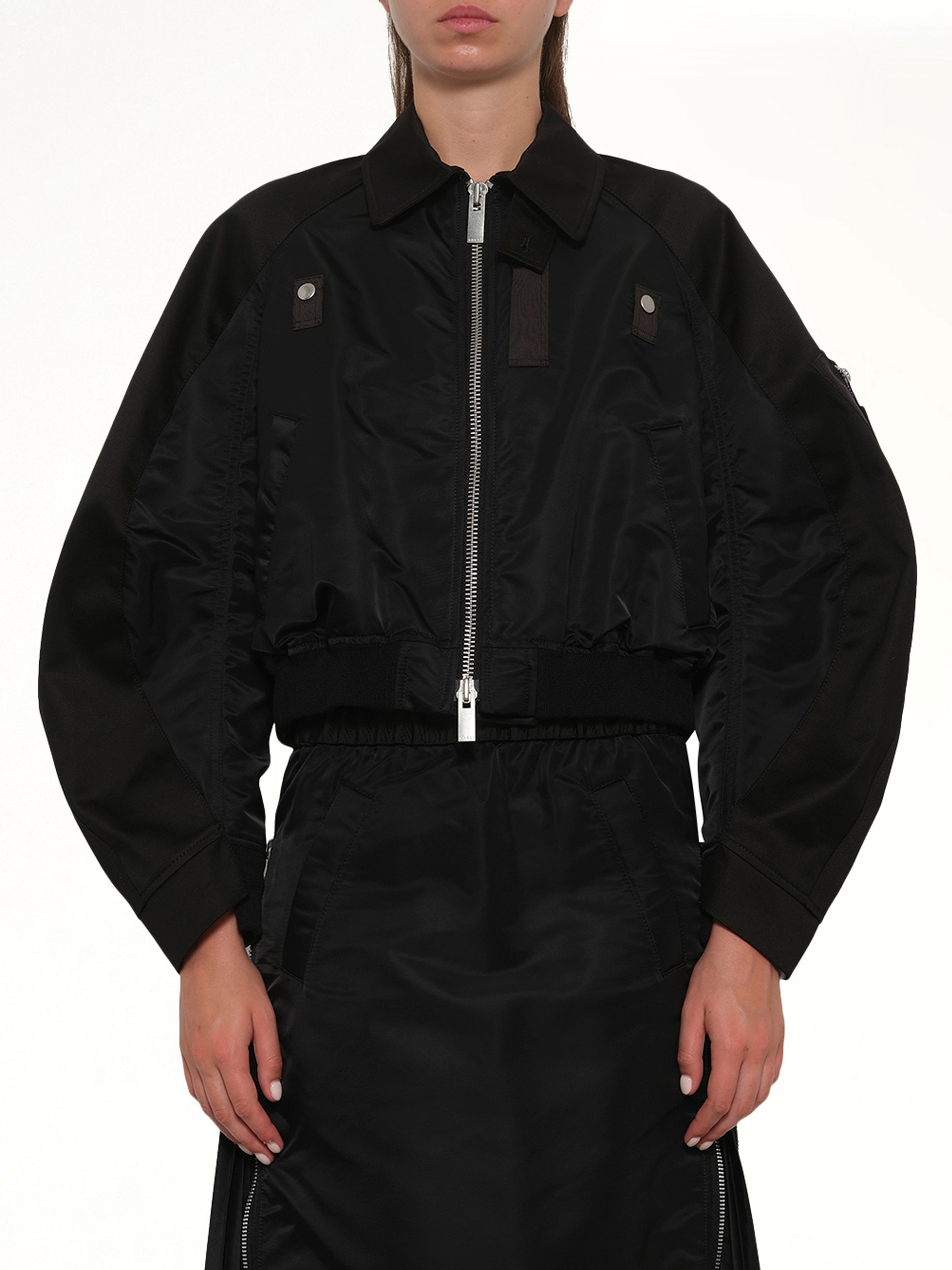 Image of Coats & Jackets. Product name - Cotton Chino x Nylon Twill Blouson in Black colour by brand - SACAI