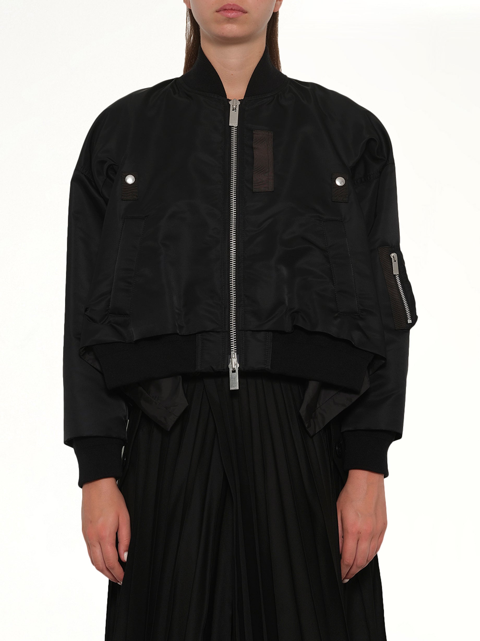 Image of Coats & Jackets. Product name - Nylon Twill Blouson in Black colour by brand - SACAI