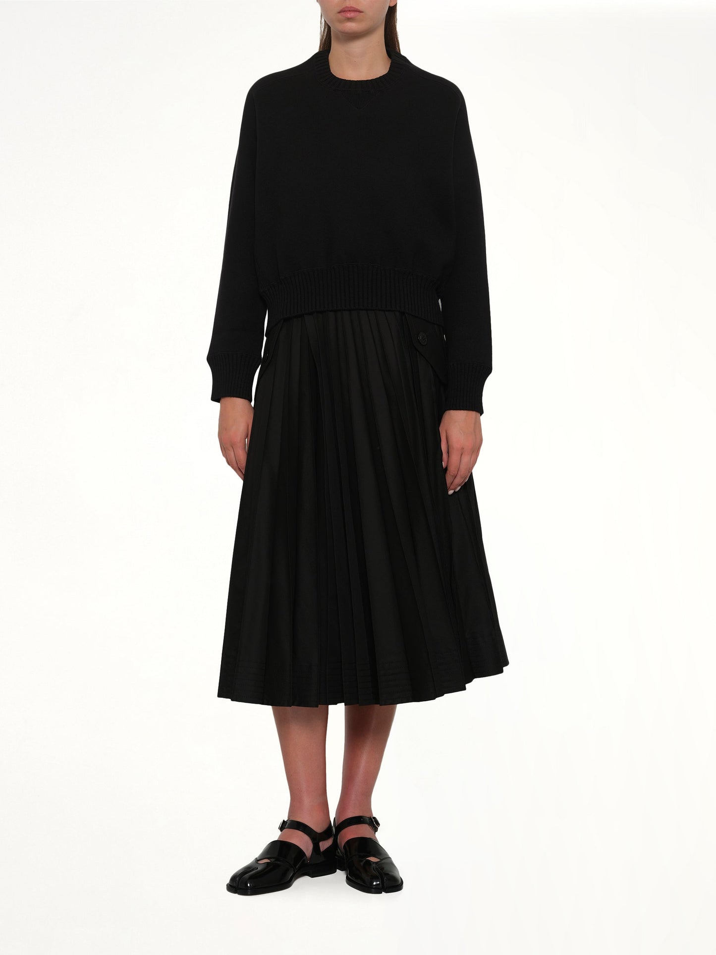 SACAI Cotton Cashmere Knit Pullover (Black)