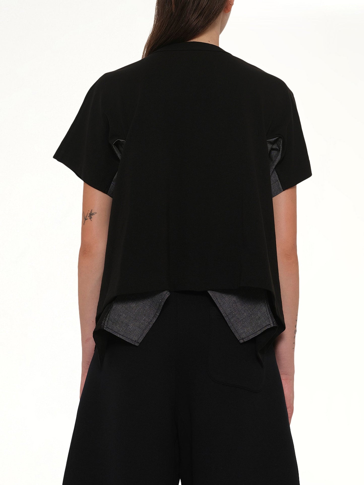 SACAI Light Weight Denim x Cotton Jersey T-Shirt (Black)