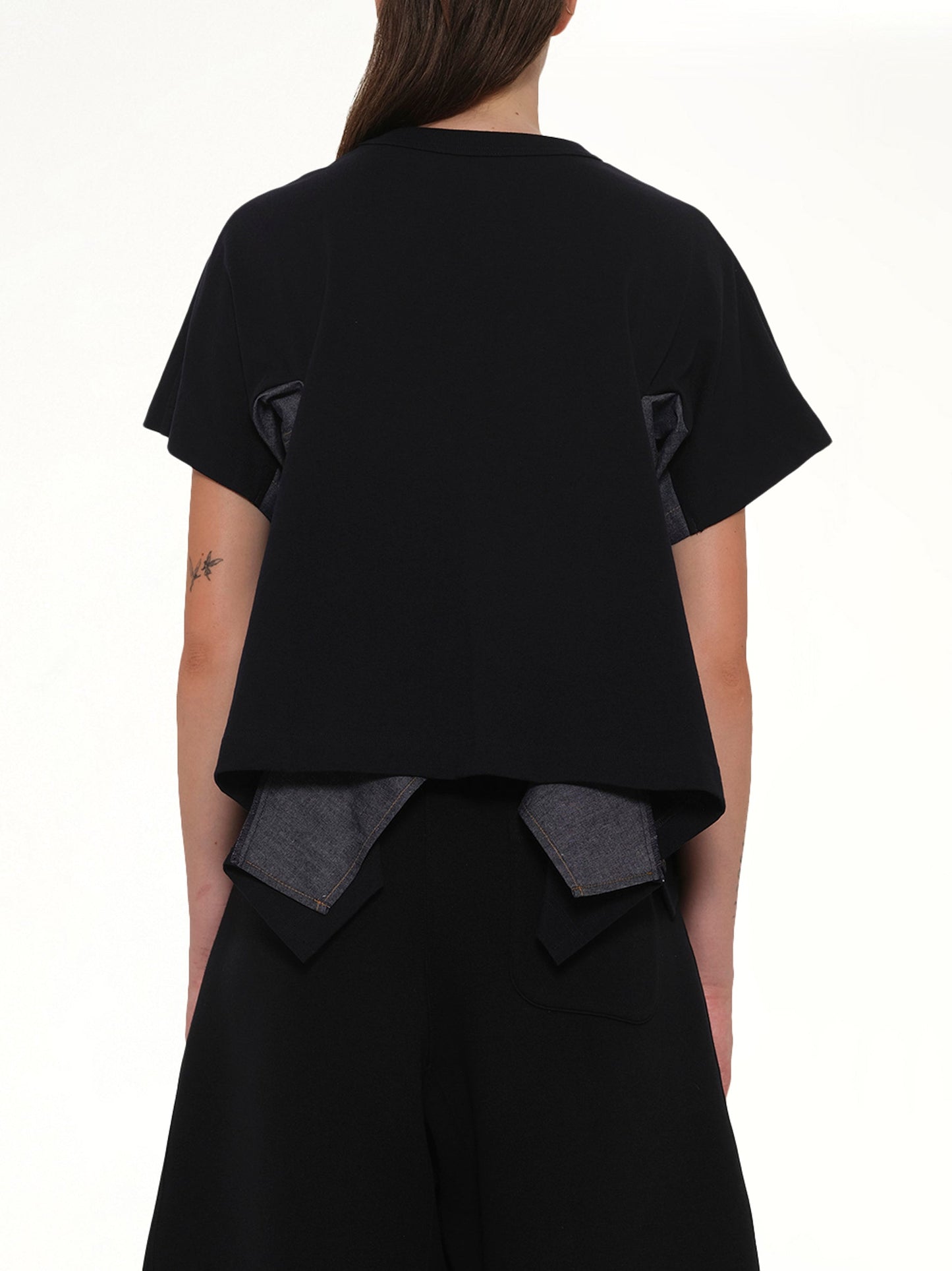 SACAI Light Weight Denim x Cotton Jersey T-Shirt (Navy)