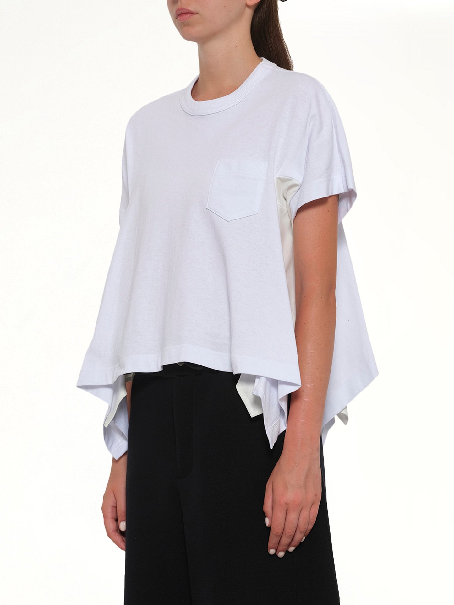 SACAI Light Weight Denim x Cotton Jersey T-Shirt (White)