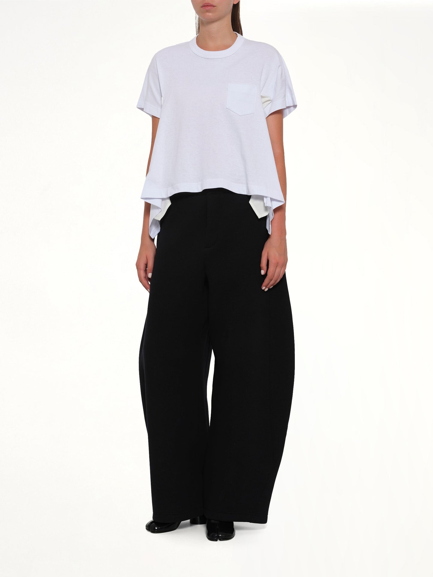 SACAI Light Weight Denim x Cotton Jersey T-Shirt (White)