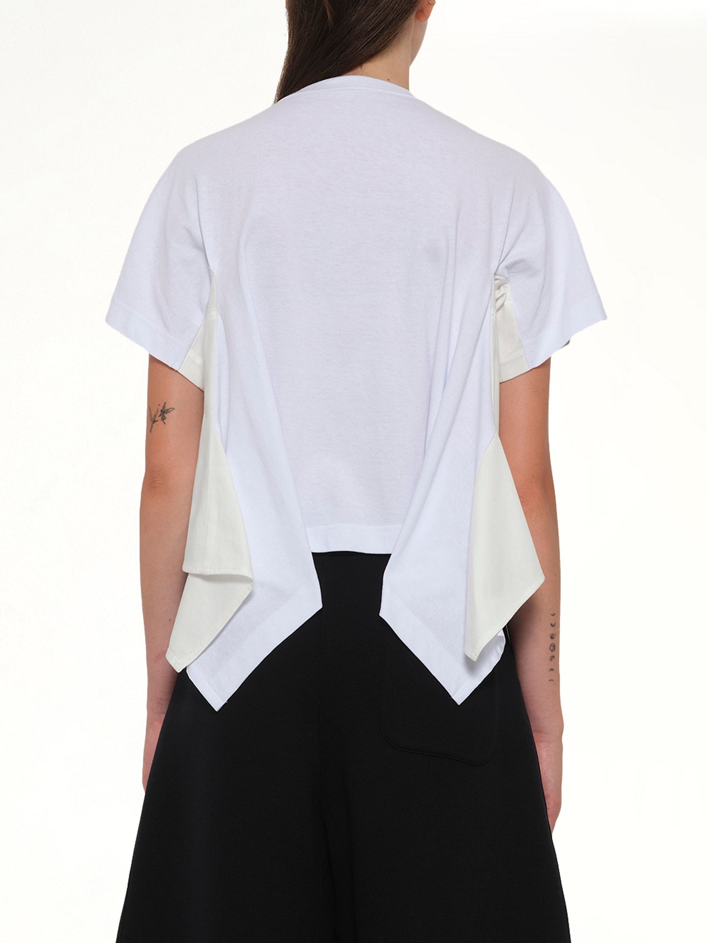 SACAI Light Weight Denim x Cotton Jersey T-Shirt (White)