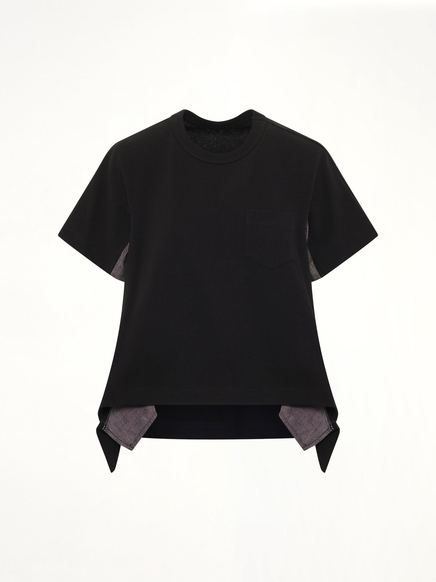 SACAI Light Weight Denim x Cotton Jersey T-Shirt (Black)