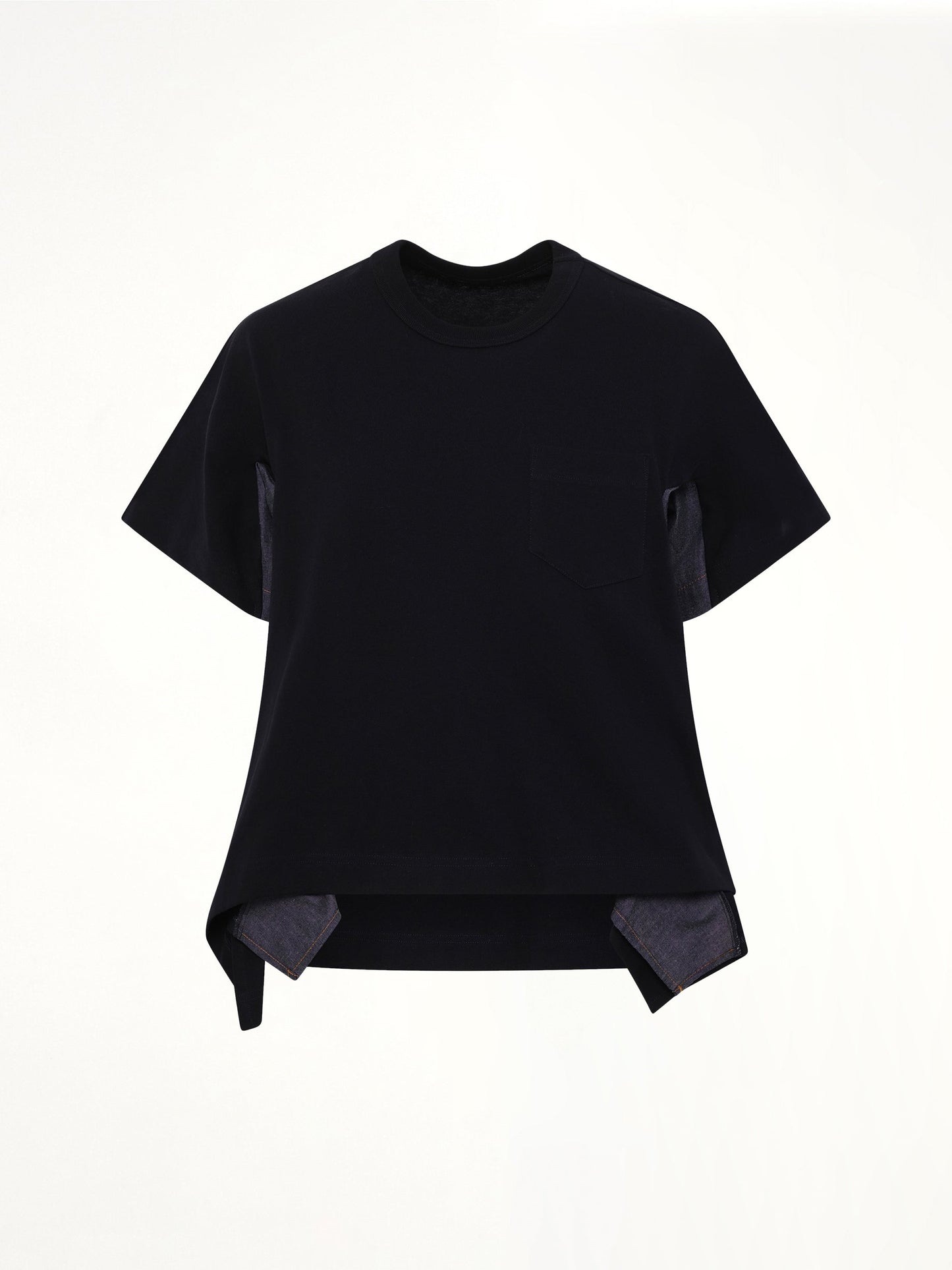 SACAI Light Weight Denim x Cotton Jersey T-Shirt (Navy)