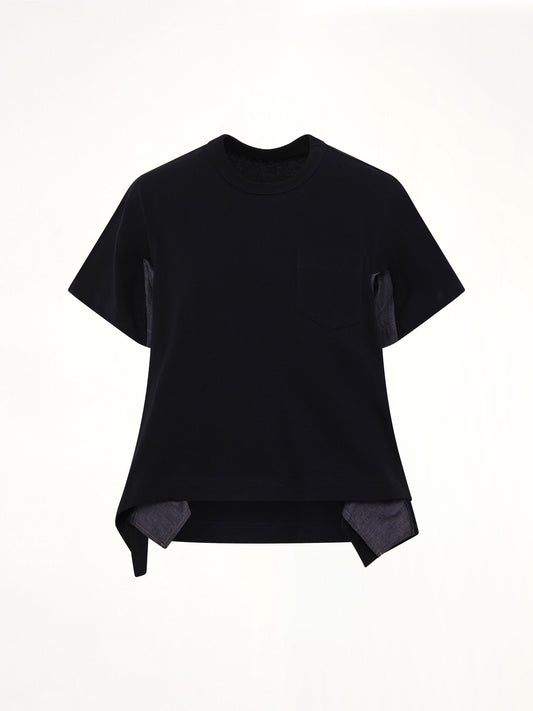 SACAI Light Weight Denim x Cotton Jersey T-Shirt (Navy)