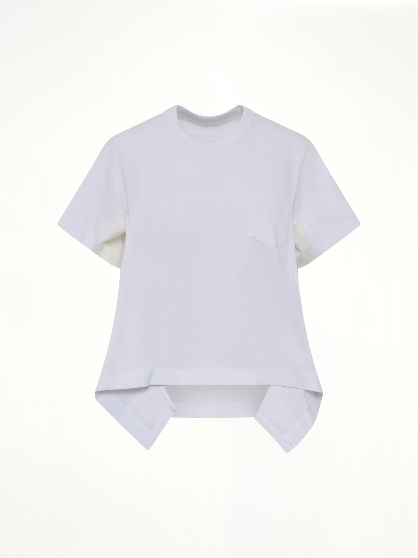 SACAI Light Weight Denim x Cotton Jersey T-Shirt (White)