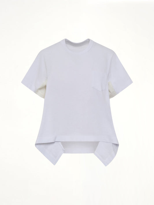 SACAI Light Weight Denim x Cotton Jersey T-Shirt (White)