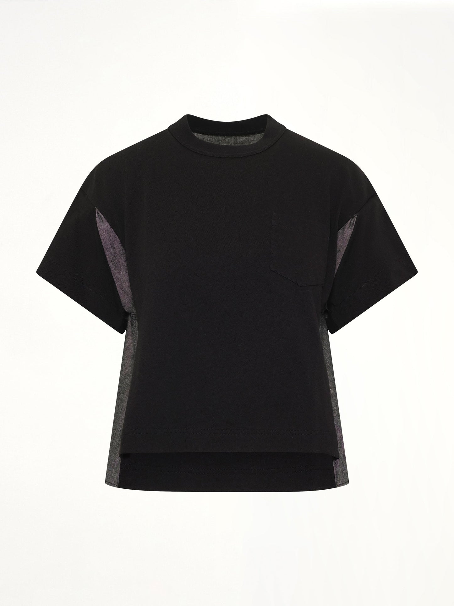 SACAI Light Weight Denim x Poplin Jersey T-Shirt (Black)
