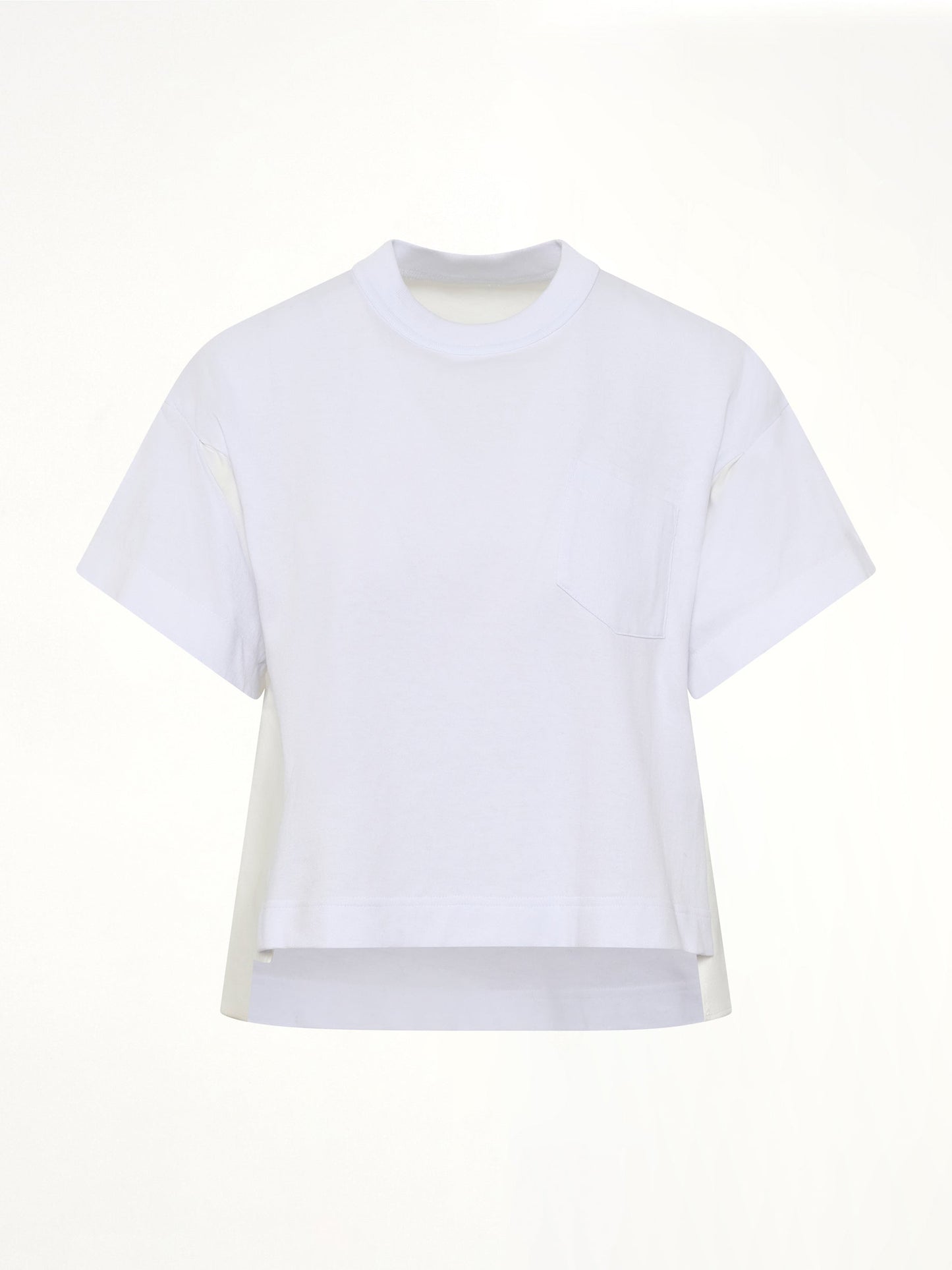 SACAI Light Weight Denim x Poplin Jersey T-Shirt (White)