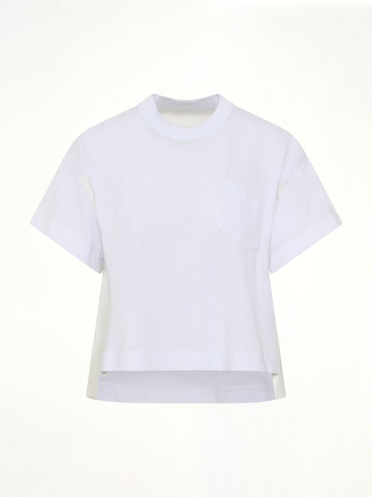 SACAI Light Weight Denim x Poplin Jersey T-Shirt (White)