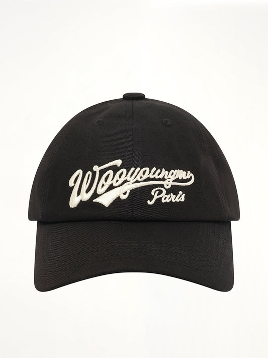 Image of Hats. Product name - Baseball Logo Cap in Black colour by brand - WOOYOUNGMI