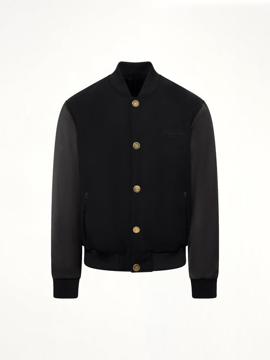 BALMAIN GDP Satin Varsity Jacket (Black)