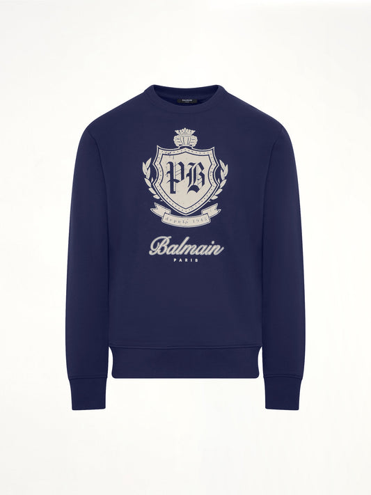 BALMAIN College Emblem Sweatshirt (Blue)