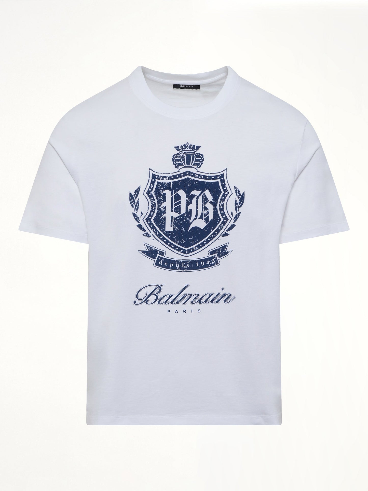 BALMAIN College Emblem Print T-Shirt (White)