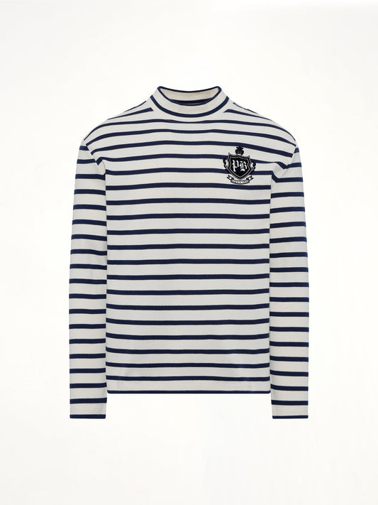 BALMAIN Emblem Flock Highneck LS T-Shirt (Beige)